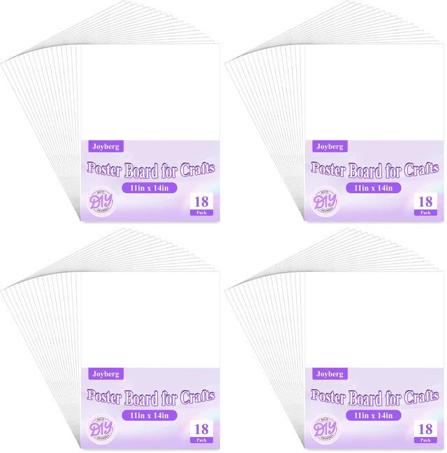 Main image of 18Pack Poster Board, 11in x 14in White Poster Boards, Posterboard, Poster Board Paper for Crafts, DIY, Drawing (Pack of 4)