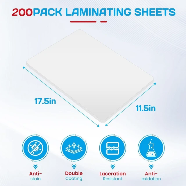 Alt view image 2 of 7 - 200 Pack Laminating Sheets, Hold 11 x 17 Inch Sheet, 5 Mil Clear Thermal Laminating Pouches 11.5 x 17.5 Inch Lamination Sheet Paper for Laminator, Round Corner
