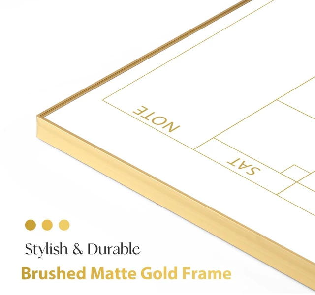 Alt view image 6 of 7 - Dry Erase Calendar Whiteboard Cork Board Combo 24"x18" Magnetic White Board Calendar Dry Erase for Wall, Gold Frame Monthly Combination Board for Office, Home, School