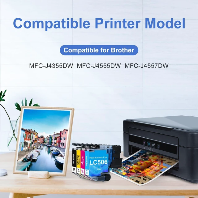 Alt view image 2 of 6 - LC506 Ink Cartridges High Yield Compatible for Brother LC506 LC506XL LC 506 XL Work for Brother MFC-J4555DW MFC-J4355DW MFC-J4557DW Printer LC506 (4 Pack, Black, Cyan, Magenta, Yellow)