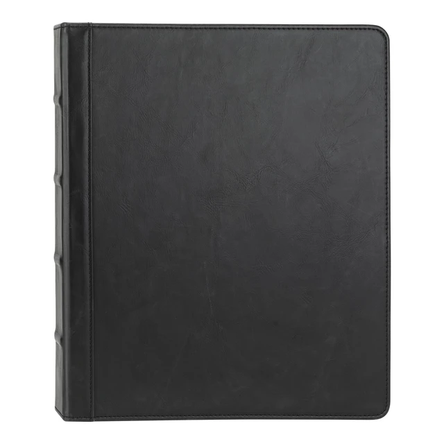 Alt view image 4 of 6 - Vintage Leather Binder, 1 Inch Round Ring (Holds 200 Sheets), Letter Size 8.5x11 Documents, Professional Organizer Portfolio, No Zipper, Black