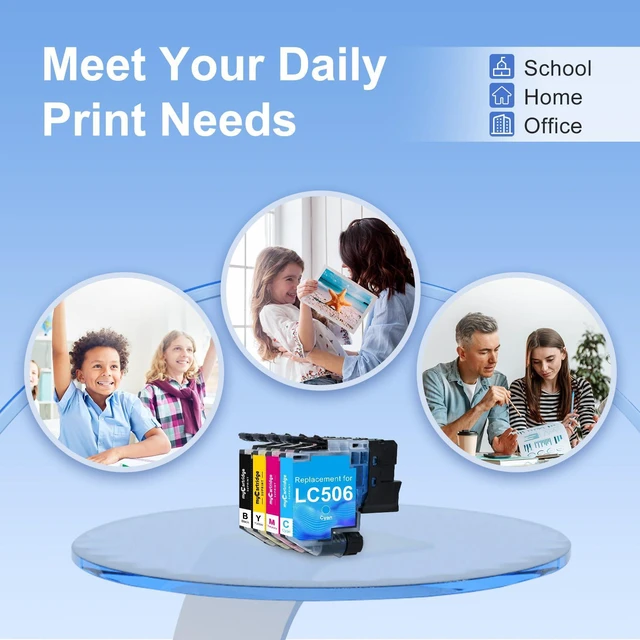 Alt view image 6 of 6 - LC506 Ink Cartridges High Yield Compatible for Brother LC506 LC506XL LC 506 XL Work for Brother MFC-J4555DW MFC-J4355DW MFC-J4557DW Printer LC506 (4 Pack, Black, Cyan, Magenta, Yellow)
