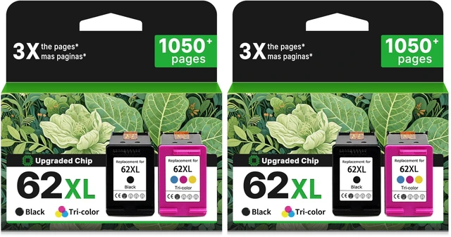 Main image of 62XL Ink Cartridges Black Color Replacement for HP 62 XL to 7640 5540 7645 (Pack of 2)