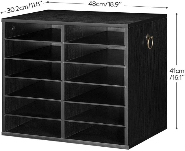 Alt view image 2 of 7 - Literature Organizers, 12 Compartments Office Mailbox with Adjustable Shelves, Wood Countertop Literature Sorter for Office, Home, Classroom, Mailrooms Organization Black BK12WF01
