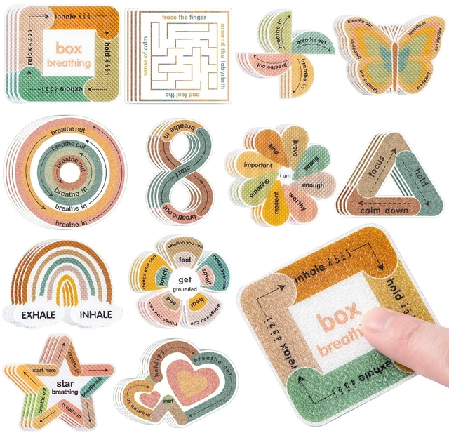Main image of 48 Pcs Sensory Stickers for Anxiety Relief, Mood Calming Strips For Teen & Adults, Classroom Desk Therapy Office Use, 2 Textures, Relieve Sensory Fidgets, Improve Focus, Silent