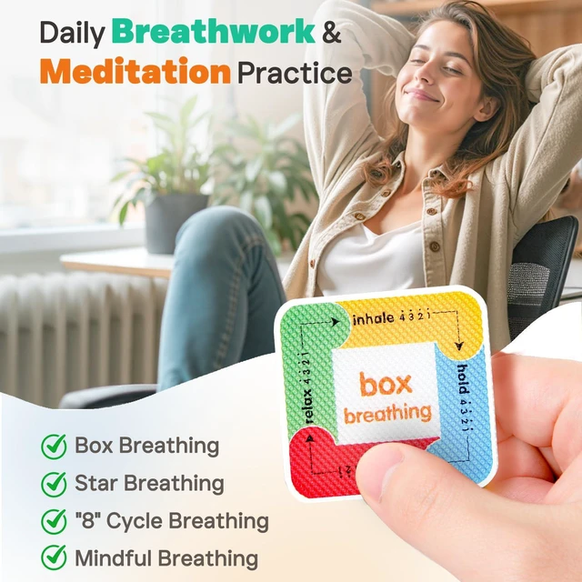 Alt view image 2 of 7 - 36 Pcs Sensory Stickers with Different Textures for Calming Anxiety Colorful Box Breathing, Mindfulness, Texture Mental Health Fidget Strips, Anxiety Relief Items for Classroom Therapy Office