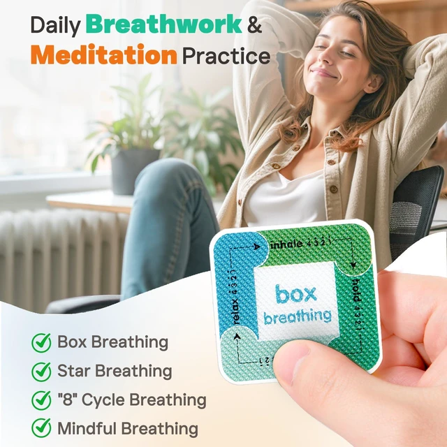 Alt view image 2 of 7 - 36 Pcs Sensory Stickers with Different Textures for Calming Anxiety Green Box Breathing, Mindfulness, Texture Mental Health Fidget Strips, Anxiety Relief Items for Classroom Therapy Office