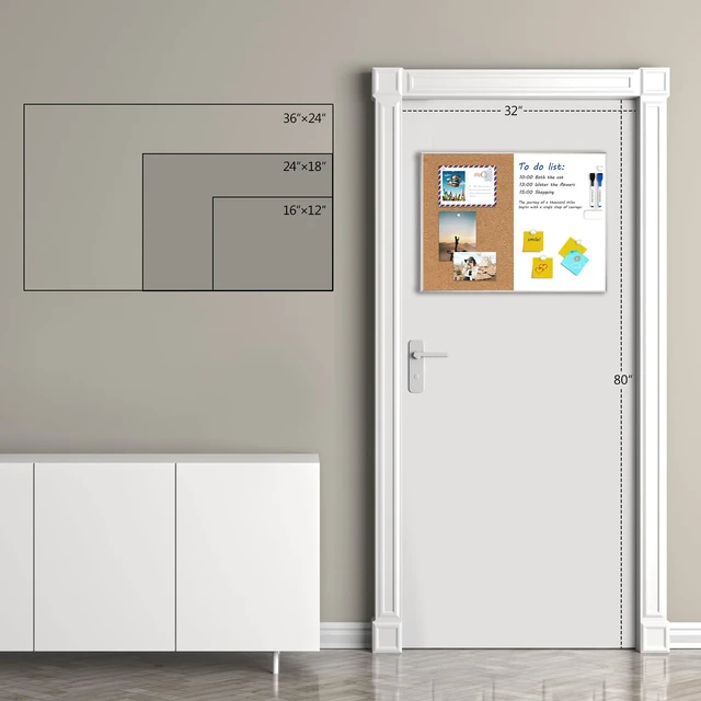 Alt view image 6 of 7 - Cork Board White Board Combo 24"x18" Bulletin Board, Magnetic Dry Erase Board & Corkboard for Wall, Vision Board for Home, Office, School, Silver Frame