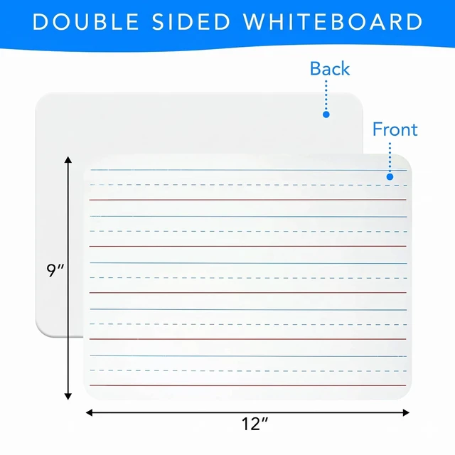 Alt view image 2 of 7 - Small White Board 9X12 Dry Erase Mini Lapboard 6 PK Double Sided for Kids Includes 6 Whiteboards with Blank and Lined Sides, Safe Rounded Edges Ideal for Classroom, Homeschooling, Office