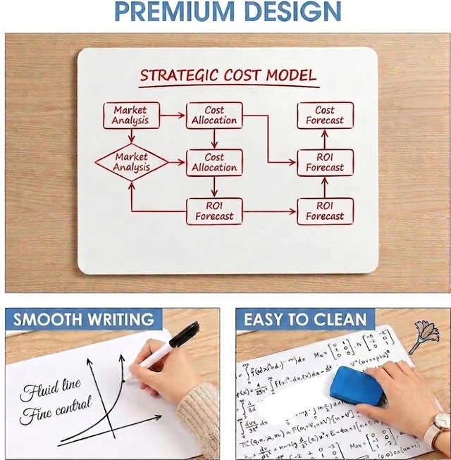 Alt view image 3 of 7 - Small White Board 9X12 Dry Erase Mini Lapboard 6 PK Double Sided for Kids Includes 6 Whiteboards with Blank and Lined Sides, Safe Rounded Edges Ideal for Classroom, Homeschooling, Office