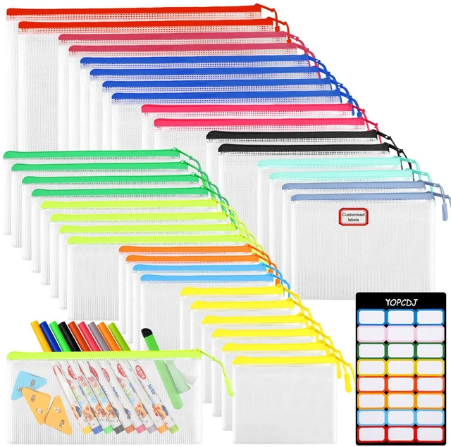 Main image of 36pcs Mesh Zipper Pouch Bags,12 Colors for Storage Bags with Zipper, 8 Sizes for Reusable Plastic Zip Organizer for Travel Cosmetics