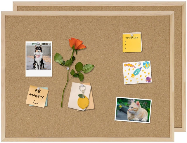Main image of Bulletin Board for Office with Pin Oak Wood Boards 2Pack,24x18 MCork Board essage Board or Vision Board