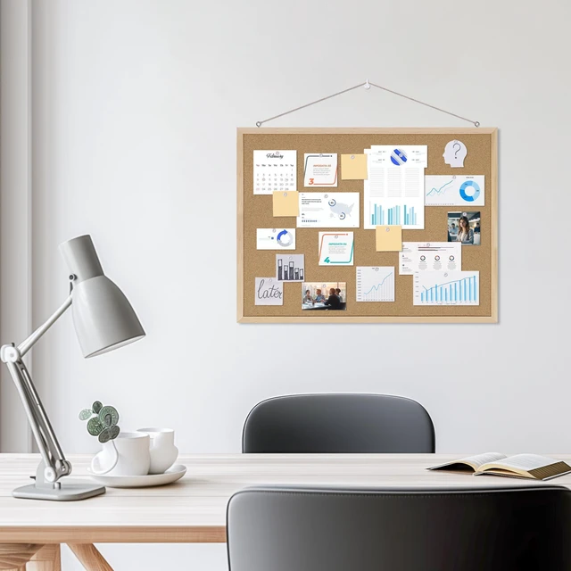 Alt view image 3 of 7 - Bulletin Board for Office with Pin Oak Wood Boards 2Pack,24x18 MCork Board essage Board or Vision Board