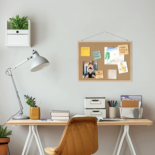 Alt view image 7 of 7 - Bulletin Board for Office with Pin Oak Wood Boards 2Pack,24x18 MCork Board essage Board or Vision Board