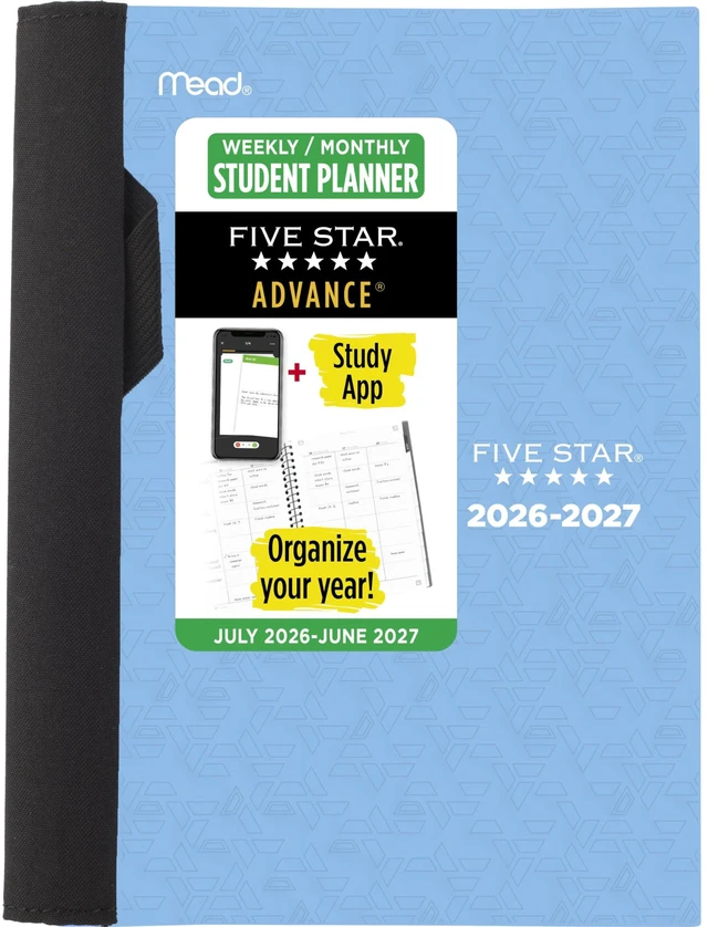 Main image of Planner 2026-2027 Weekly & Monthly Academic 12-Month July-June Advance Student Planner + Study App, 5-1/2" x 8-1/2", Blue (CAW45920)