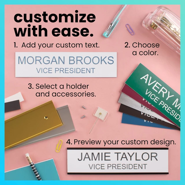 Alt view image 2 of 7 - Custom Name Plate for Desk or Door 14 Color Choices (2 X 10")