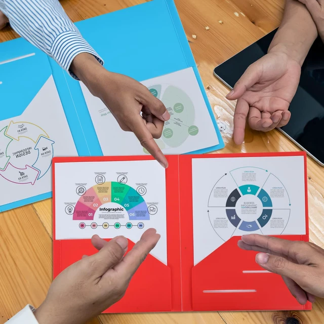 Alt view image 7 of 7 - 24pcs Folders with Pockets, Plastic Pocket Folders, 2 Pocket Folders with 2 Business Card Holder, 6 Colors, Letter Size, A4 Size, for Office, Teaching, Students and School