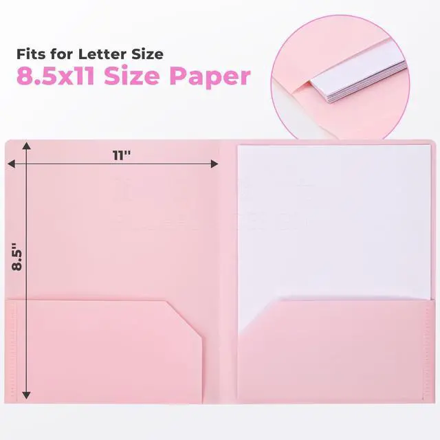Alt view image 2 of 7 - 6 Pack Plastic Folders with Pockets, Extra Thick 2 Pocket Folders, Stay-Put Tabs for Letter Size Paper, Aesthetic Pastel Colors, Water-Resistant File Folders for School, Office & College (36)