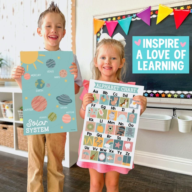 Alt view image 5 of 7 - 16 Laminated Toddler Learning Posters 1-3 for Preschool Classroom Decor Boho Learning Posters for Toddlers 1-3, Homeschool Room Decor for Toddler Wall Activity, Kindergarten Classroom Must Haves