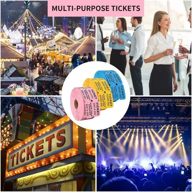 Alt view image 7 of 7 - L LIKED 3000 Pairs 2"x2" Blue,Yellow & Blue Double Roll Raffle Tickets Consecutively Numbered 50/50 Stub Design, Great for Door Prizes & Prize Drawings