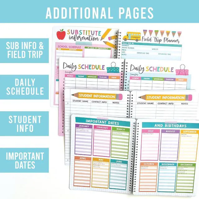 Alt view image 4 of 7 - Teacher Planner 2026-2027 - Undated Lesson Planner Book for Teachers Undated Teacher Planners Notebook, Homeschool Planners 2026-2027, First Year Teachers Must Haves, Teaching Appreciation Gifts