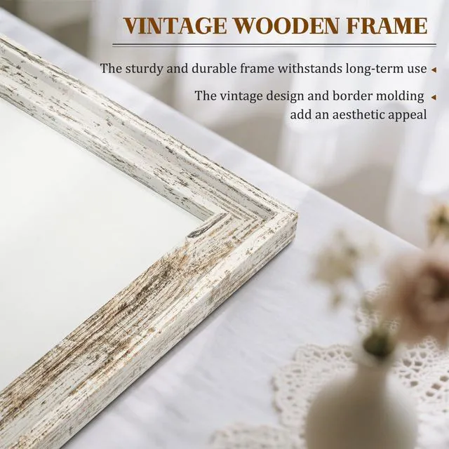 Alt view image 4 of 7 - White Board for Wall, 24'' x 18'' Magnetic Dry Erase Board, Rustic Wooden Frame, Decorative Whiteboard, Wall Mounted, for Home, Office, Kitchen, Dorm, 4 Markers, 6 Magnets, A Eraser