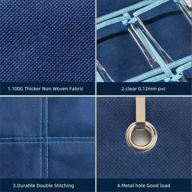 Alt view image 5 of 7 - 36 Clear Pockets Classroom Pocket Chart for Cell Phone and Calculator Holder, Door Hanging Pocket Chart for Classroom Phone Holder with Number Sticker and Hooks (Blue)