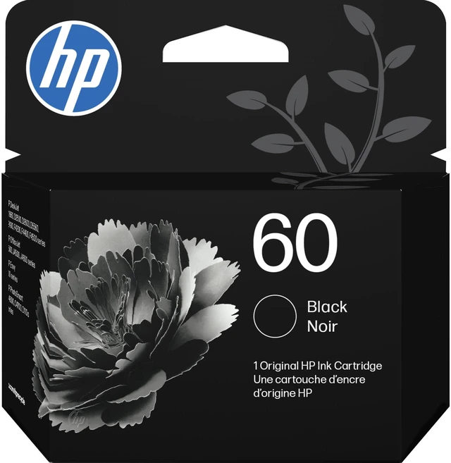 Main image of 60 Black Ink Cartridge | Works with DeskJet D1660, D2500, D2600, D5560, F2400, F4200, F4400, F4580, Envy 100, OfficeJet J4500, J4680, 4500, PhotoSmart C4600, C4700, D110a Series | CC640WN