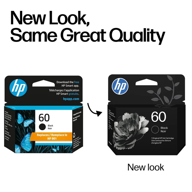 Alt view image 3 of 7 - 60 Black Ink Cartridge | Works with DeskJet D1660, D2500, D2600, D5560, F2400, F4200, F4400, F4580, Envy 100, OfficeJet J4500, J4680, 4500, PhotoSmart C4600, C4700, D110a Series | CC640WN