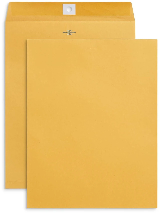 Main image of 100 10" x 13" Kraft Clasp Envelopes, Gummed Seal 28lb Brown Kraft, Clasp and Gummed, Reusable, for Mailing Catalogs, Magazines, Documents, Large Papers