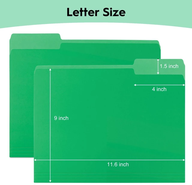 Alt view image 3 of 7 - 100-Pack Color File Folders, 1/3 Cut Tab, Letter Size Manilla Folder for School/Office/Classroom, Green