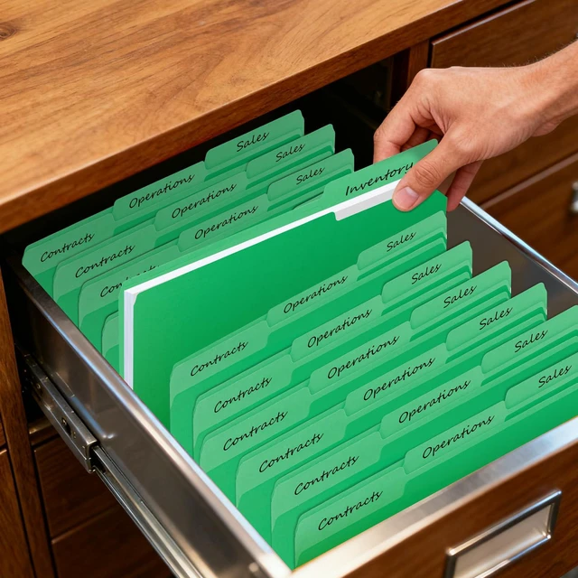Alt view image 6 of 7 - 100-Pack Color File Folders, 1/3 Cut Tab, Letter Size Manilla Folder for School/Office/Classroom, Green