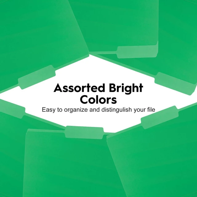 Alt view image 7 of 7 - 100-Pack Color File Folders, 1/3 Cut Tab, Letter Size Manilla Folder for School/Office/Classroom, Green