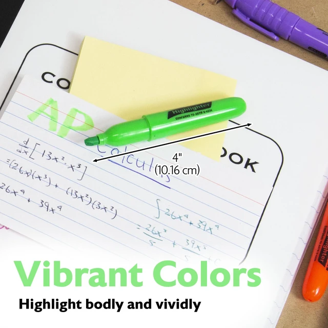 Alt view image 2 of 7 - Mini Highlighters, Fluorescent, Chisel Tip, 5 Ct, 24-Box Quick-dry, Assorted fluorescent mini highlighters, Compact, Cap clip, Non-toxic, Odorless, Bulk pack