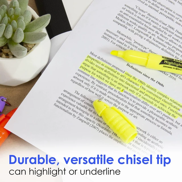Alt view image 7 of 7 - Mini Highlighters, Fluorescent, Chisel Tip, 5 Ct, 24-Box Quick-dry, Assorted fluorescent mini highlighters, Compact, Cap clip, Non-toxic, Odorless, Bulk pack