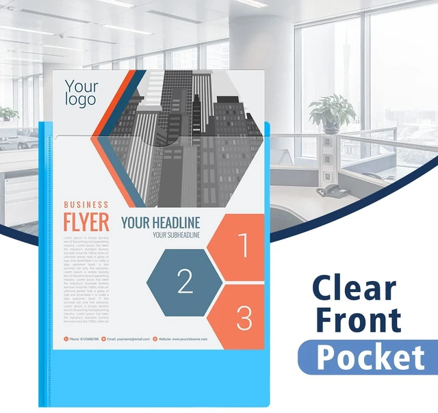 Alt view image 2 of 6 - Heavy Duty Plastic Pocket Folder with Prongs and Clear Front Pocket - 18 Pack, 3 Prong Folders with Pockets and Card Slot, Assorted Colors
