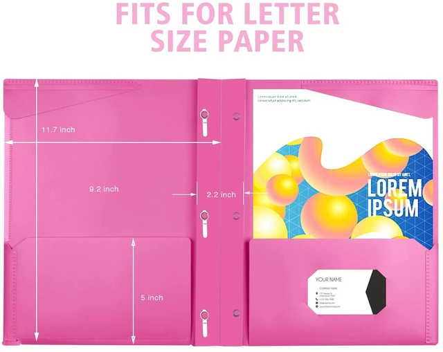Alt view image 5 of 6 - Heavy Duty Plastic Pocket Folder with Prongs and Clear Front Pocket - 18 Pack, 3 Prong Folders with Pockets and Card Slot, Assorted Colors