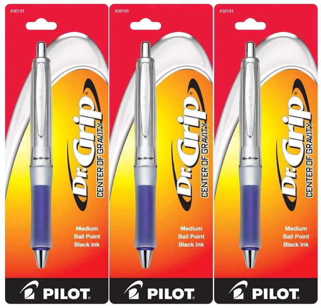 Main image of Dr. Grip Center of Gravity Retractable Ball Point Pen, Medium Point, Black Ink, Pack of 3 (Blue)