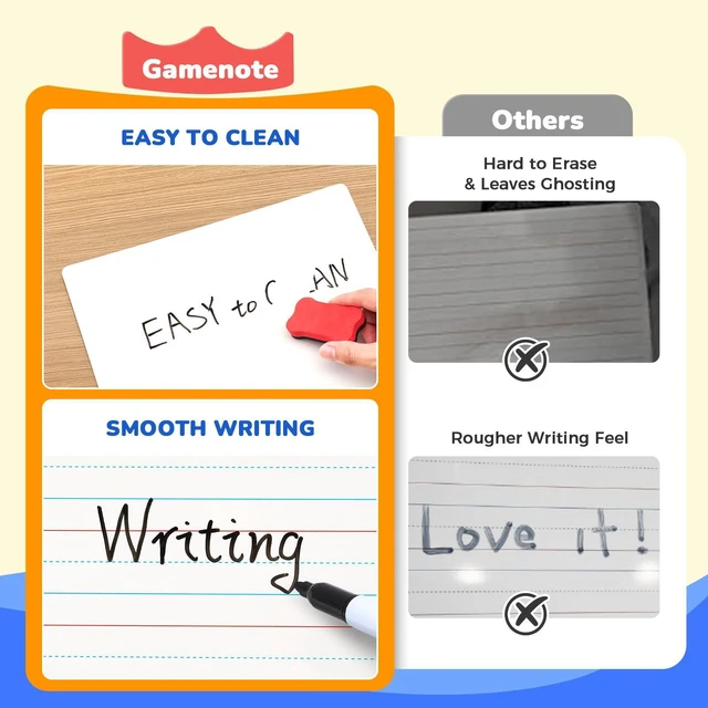 Alt view image 4 of 7 - 6 Pack Dry Erase Lap Boards, Lined and Blank, 9 x 12 in 6 pack double sided 9 x 12 boards pair a lined side with a blank side for reusable writing practice