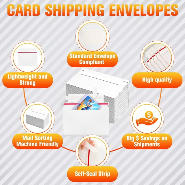 Alt view image 4 of 7 - 600 Pack Rigid Mailers, 7"x4.35" Premium Trading Card Shipping Envelopes Heavy-Duty Perfect Size Shipping Envelopes for Collectors,Sellers,ToploadersSemi-Rigid Holders, and Protector Supplies