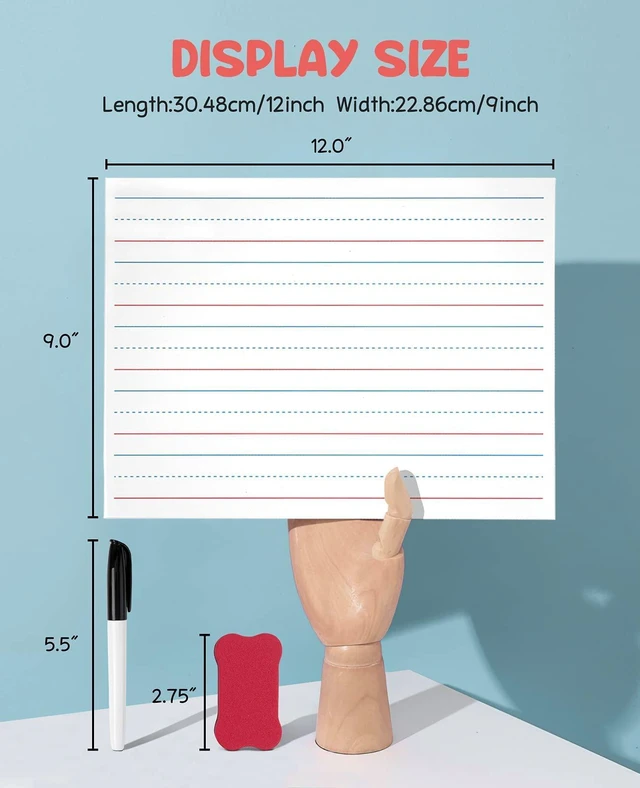 Alt view image 7 of 7 - 6 Pack Magnetic Dry Erase Lap Boards, Lined and Blank, 9 x 12 in 6 pack double sided 9 x 12 boards pair a lined side with a blank side for reusable writing practice
