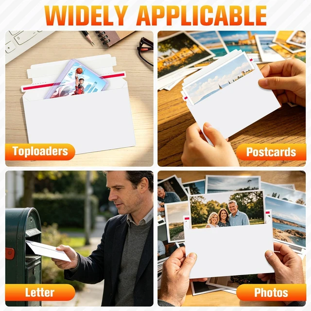 Alt view image 7 of 7 - 600 Pack Rigid Mailers, 7"x4.35" Premium Trading Card Shipping Envelopes Heavy-Duty Perfect Size Shipping Envelopes for Collectors,Sellers,ToploadersSemi-Rigid Holders, and Protector Supplies