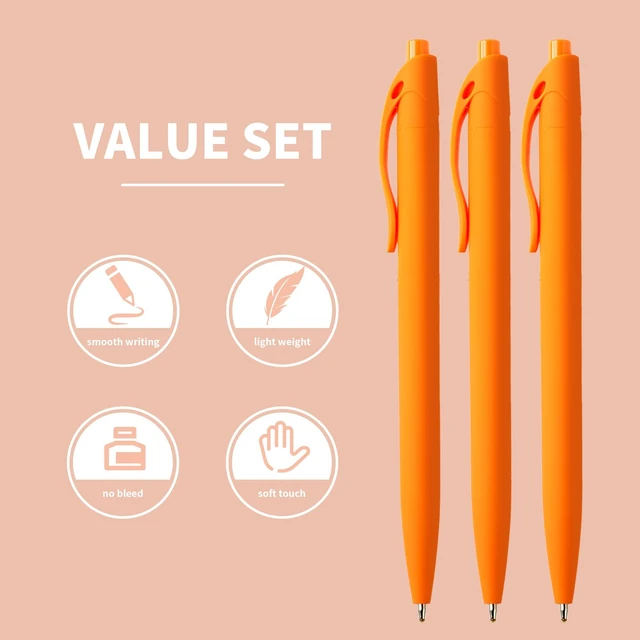 Alt view image 3 of 6 - Pens Bulk, 50 Pack No Bleed Orange Click Pen, Wholesale Retractable Ballpoint Pens, Pens Medium Point, Smooth Ink Pen, 1.0MM Orange Ink