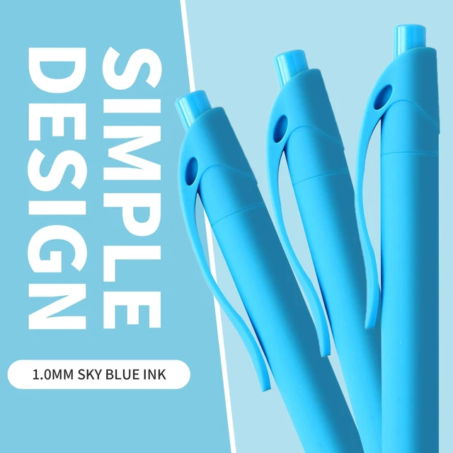 Alt view image 3 of 6 - Pens Bulk, 50 Pack No Bleed Sky Blue Click Pen, Wholesale Retractable Ballpoint Pens, Pens Medium Point, Smooth Ink Pen, 1.0MM Sky Blue Ink
