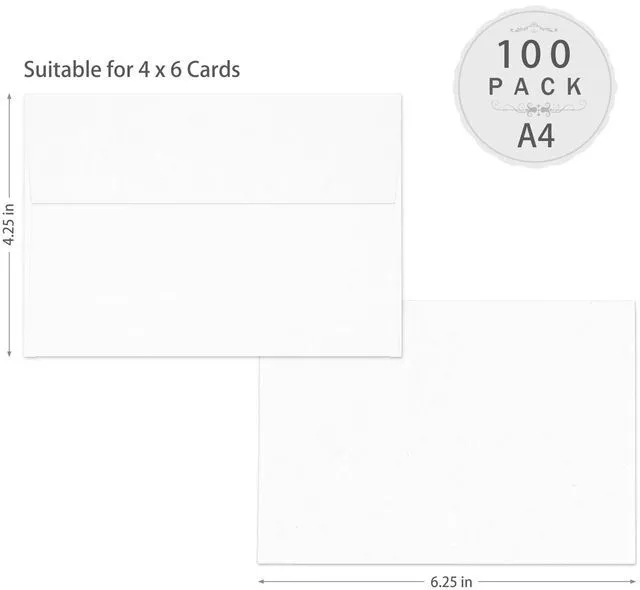 Alt view image 2 of 7 - A4 White Envelopes 4x6 200 Pack, 4.25 x 6.25 Inches