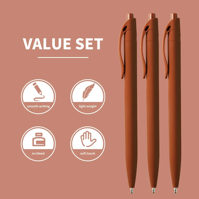 Alt view image 2 of 6 - Pens Bulk, 50 Pack No Bleed Brown Click Pen, Wholesale Retractable Ballpoint Pens, Pens Medium Point, Smooth Ink Pens, 1.0MM Brown Ink