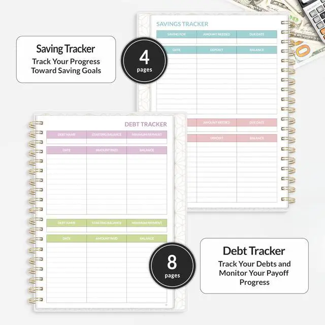 Alt view image 5 of 7 - Budget Planner - Deluxe Monthly Budget Book with 12-Pockets for Bill Organizer, Undated 12 Month Expense Tracker Notebook & Account Book B5 Size (8" x 10") to Manage Your Finance Planner, Green
