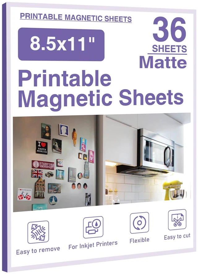 Main image of 36 Pcs Printable Magnetic Sheets 8.5x11 Inches Matte Magnet Paper Sheet Non Adhesive Magnetic Paper for Inkjet Printers, Flexible Magnet Photos for DIY Crafts