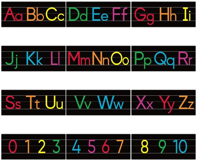 Main image of 12 Pieces Alphabet Line for Classroom Wall Chalkboard Brights Manuscript Alphabet Line Bulletin Board Set ABC Banner and Number Border Posters for Classroom Decor