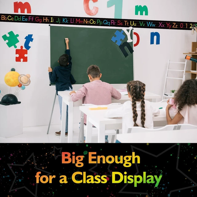 Alt view image 5 of 7 - 12 Pieces Alphabet Line for Classroom Wall Chalkboard Brights Manuscript Alphabet Line Bulletin Board Set ABC Banner and Number Border Posters for Classroom Decor